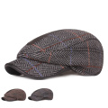Winter Wool Tweed Flat Cap Men Large Check Newsboy Caps Fall Winter Warm Ivy Hat Cabbie Driver Retro Vintage Father Boina BLM280