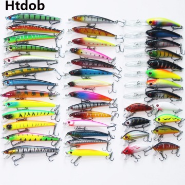 Htdob 43pcs/lot Minnow Fly Fishing Lure Set Hard Bait Jia Lure Wobbler Carp 6 Kinds Fishing Tackle artificial Lures wholesale