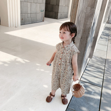 Kids' One-Piece Suit 2020 Summer Korean Girls Floral Jumpsuit Baby Romper Clothes