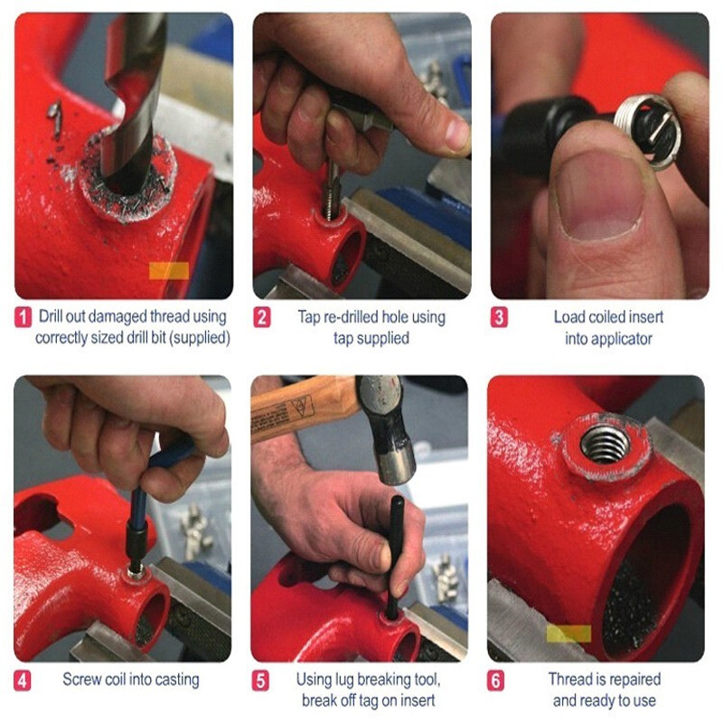 25pcs M7*1.0 Car Pro Coil Drill Tool Metric Thread Repair Insert Kit for Helicoil Car Repair Tools Coarse Crowbar