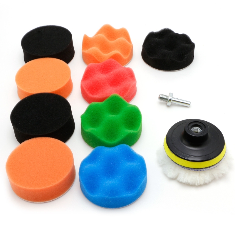 11 Pcs 3/4/5/6/7" Buffing Sponge Polishing Pad Kit Set For Car Polisher Buffer