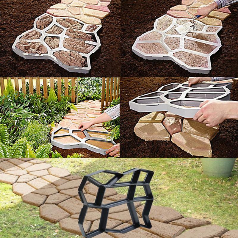 Reusable DIY Manually Paving Cement Brick Concrete Molds DIY Plastic Path Maker Mold Garden Stone Road Mold Garden Decoration
