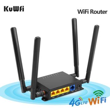 KuWfi WE826 4G WiFi Router CAT4 150Mbps LTE CPE Wireless Car Wifi Router Repeater Strong Wifi Signal With APN &4*5dbi Antenna
