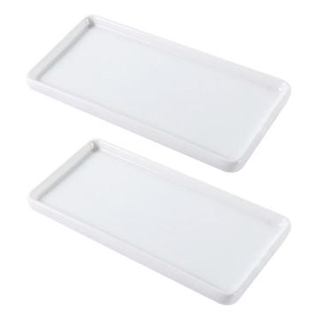 2pcs/1pc Rectangle Porcelain Trays Bathroom Storage Trays Ceramic Base Sanitary Storage Pallet Food Serving Tray For KTV Hotel