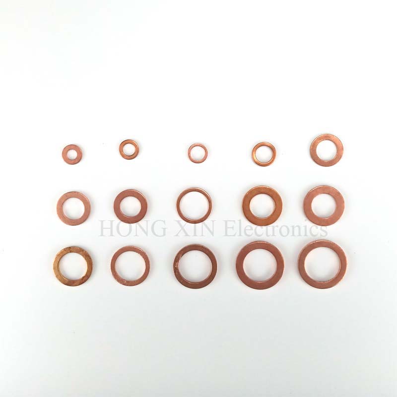 150pcs Copper Washer 15Sizes Solid Sealing Ring Set M5/6/7/8/10/10.5/11/12/12.5/14/15/16/16.5/17.5 Copper Gasket Washers