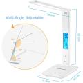 Modern Business Led Office Desk Lamp Touch Dimmable Foldable With Calendar Temperature Alarm Clock table Reading Light LAOPAO