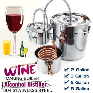 2/3/5/8 Gallon DIY Home Brew Distiller Moonshine Alcohol Still Stainless Copper Water Wine Essential Oil Brewing Kit