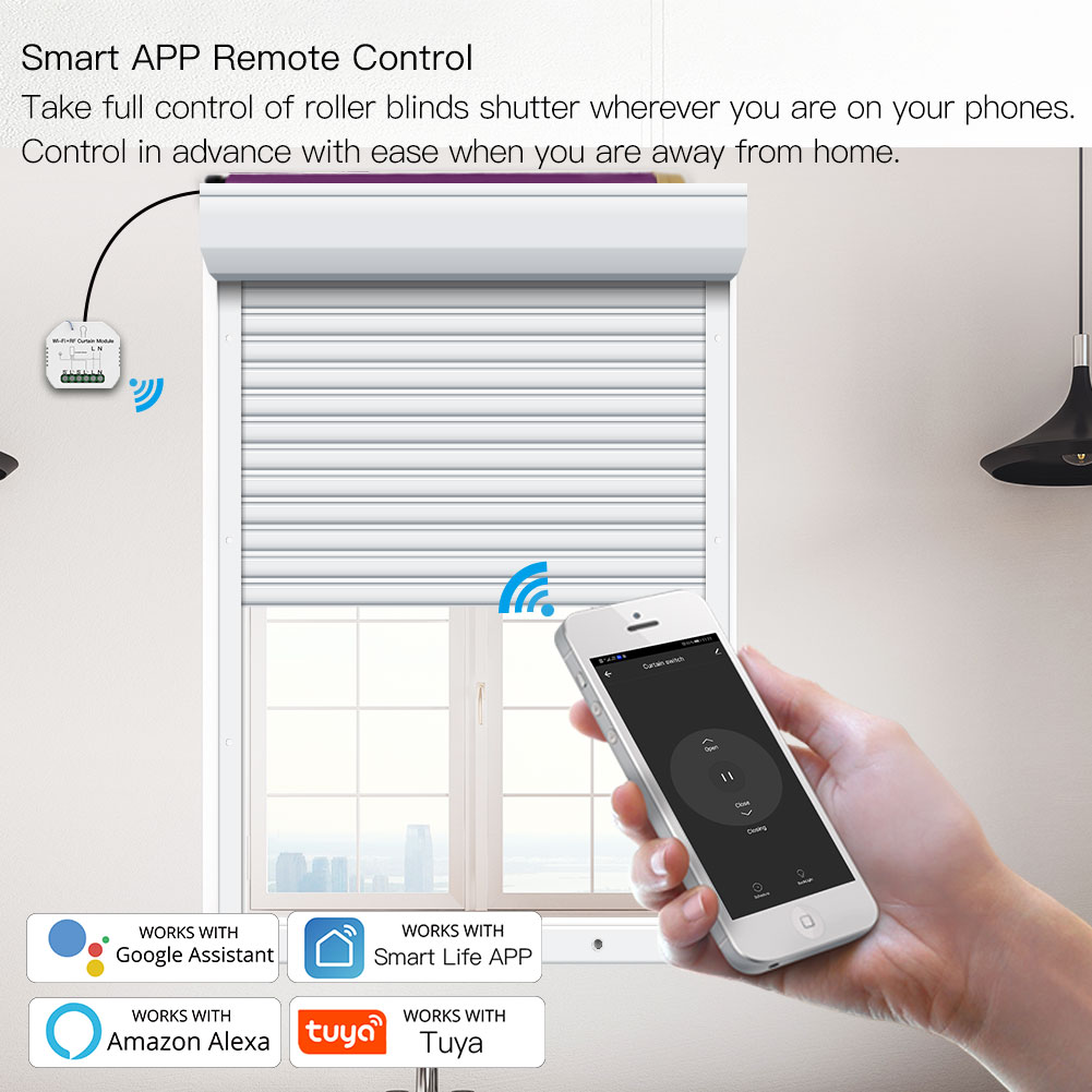 WiFi RF Smart Curtain Blinds Module Switch Roller Shutter Motor Tuya Wireless Remote Control Work with Alexa Google Home