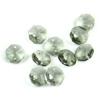 Black Gray 14mm 1 hole/2 Holes Crystal Glass Octagon Beads Crystal Prism Chandelier Pendant