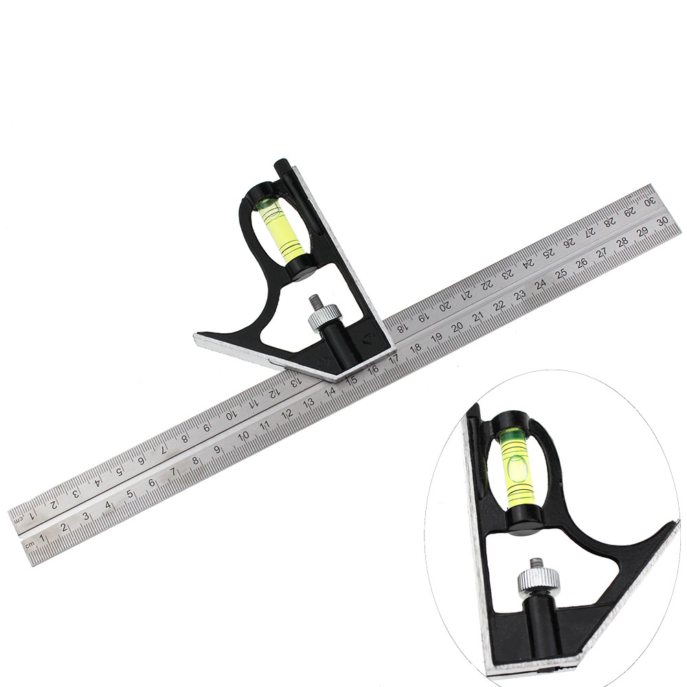1PC 300mm (12 ") Adjustable Engineers Combination Try Square Set Right Angle Ruler Level Free Shipping