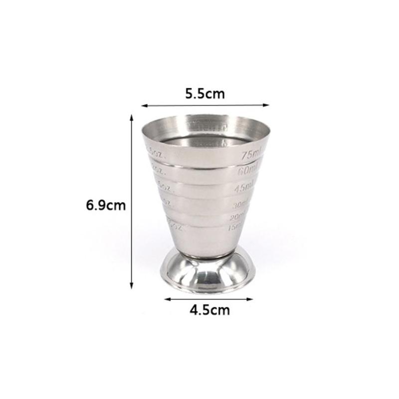 75ml Measuring Shot Cup Ounce Jigger Bar Cocktail Drink Mixer Liquor Measuring Cup Mojito Measurer Coffee Mug Stainless Steel