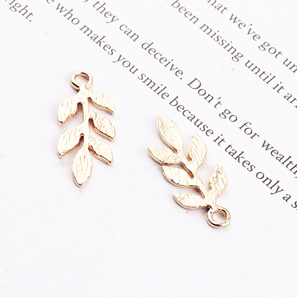 10 pcs/bag Gold Plated Leaf Connectors Metal Crafts Charms DIY Necklace Leaf Charms For Jewelry Findings Making DIY Accessories