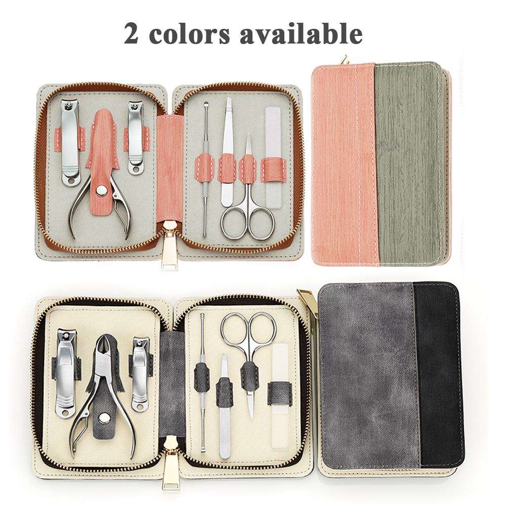 Professional Manicure Set Nail Clippers Kit Pedicure kit 7 PCS Stainless Steel Grooming Kit Nail Care Tools With Travel Case Kit