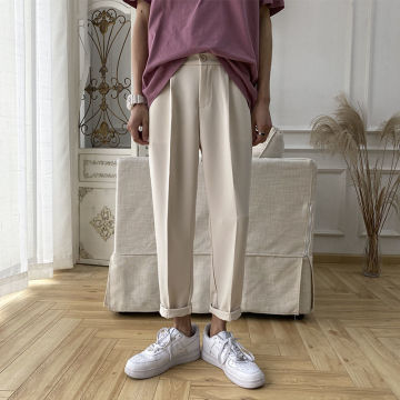 Privathinker Korean Men Harem Pants Harajuku Man Solid Color Casual Black Pants 2020 Streetwear Male Beige Trousers