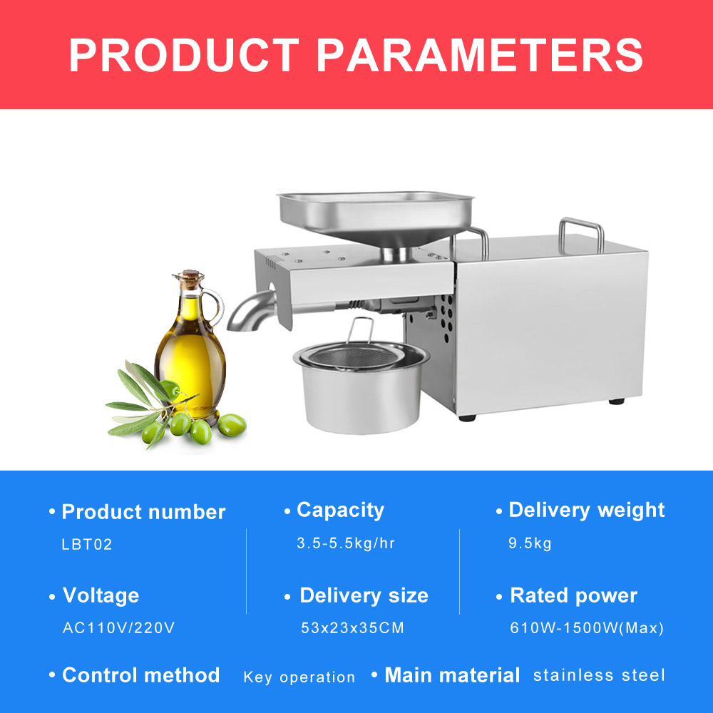 LBT02 Automatic Cold Oil Press Machine High Extraction Rate Oil Extractor Peanut Coconut Olive Oil Press Machine