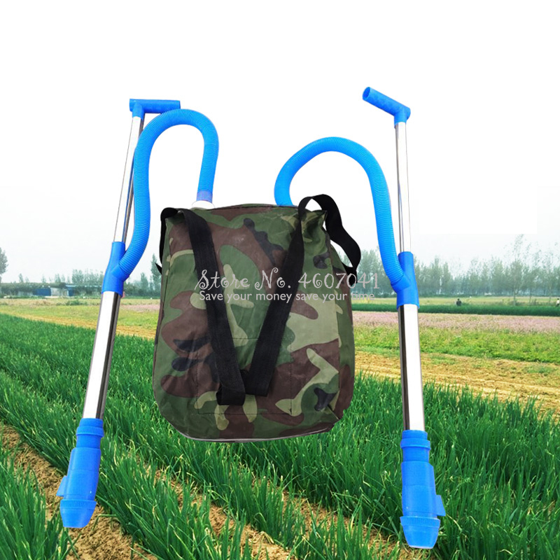 Stainless Steel Double Tube Fertiliser with Canvas Bag Manual Corn & Tree Top Dressing Tools Fertilizer Spreader Garden Supplies