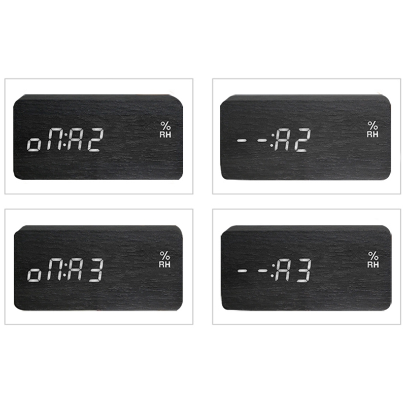 Modern Led Alarm Clock Temperature Humidity Electronic Desktop Digital Table Clocks,Black + white subtitles