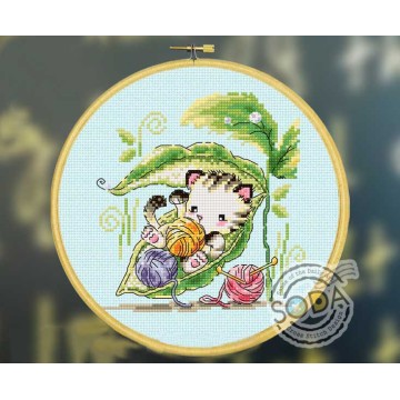 Gold Collection Counted Cross Stitch Kit A Kitty in The Kidney Bean Cat Kitten Knitting SO