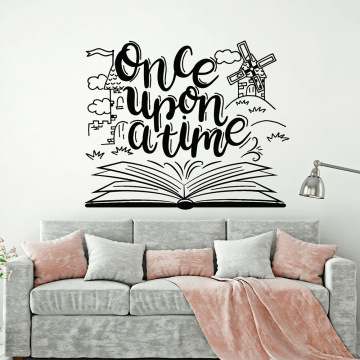 Once Upon A Time Wall Decal Library Kids Room Tale Book Vinyl Wall Stickers Living Room Classroom Decoration Bedroom Decor C998