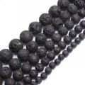 Natural Black Volcanic Lava Stone Beads Round Loose Spacer Bead For Jewelry Making DIY Perles Bracelet Accessories 4 6 8 10 12mm