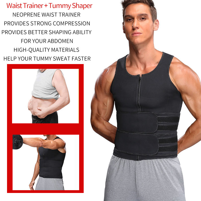 Men Waist Trainer Sauna Suit Sweat Vest Neoprene Body Shaper Abs Abdomen Slim Shapewear Compression Shirt Weight Loss Corset Top