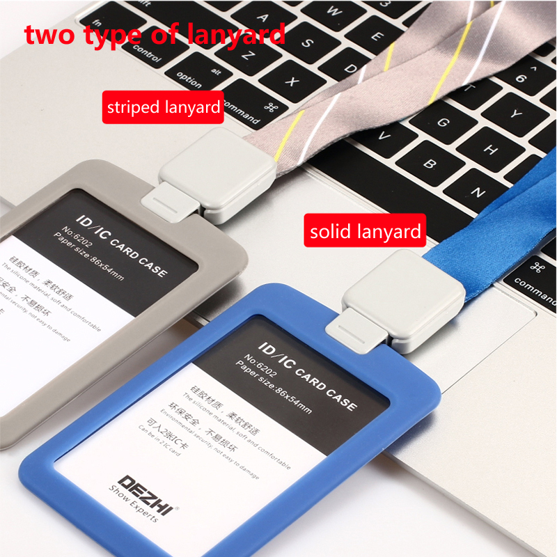 DEZHI-Retractable Lanyard with Silica Gel Material ID Badge Holders Accessories Bank Credit Card Badge Holder