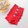 High Quality Kids Underwear Solid Red Color Boxers for Teenage Boys Korean Soft Cotton Underpants Teen Panties Shorts 4pcs/pack