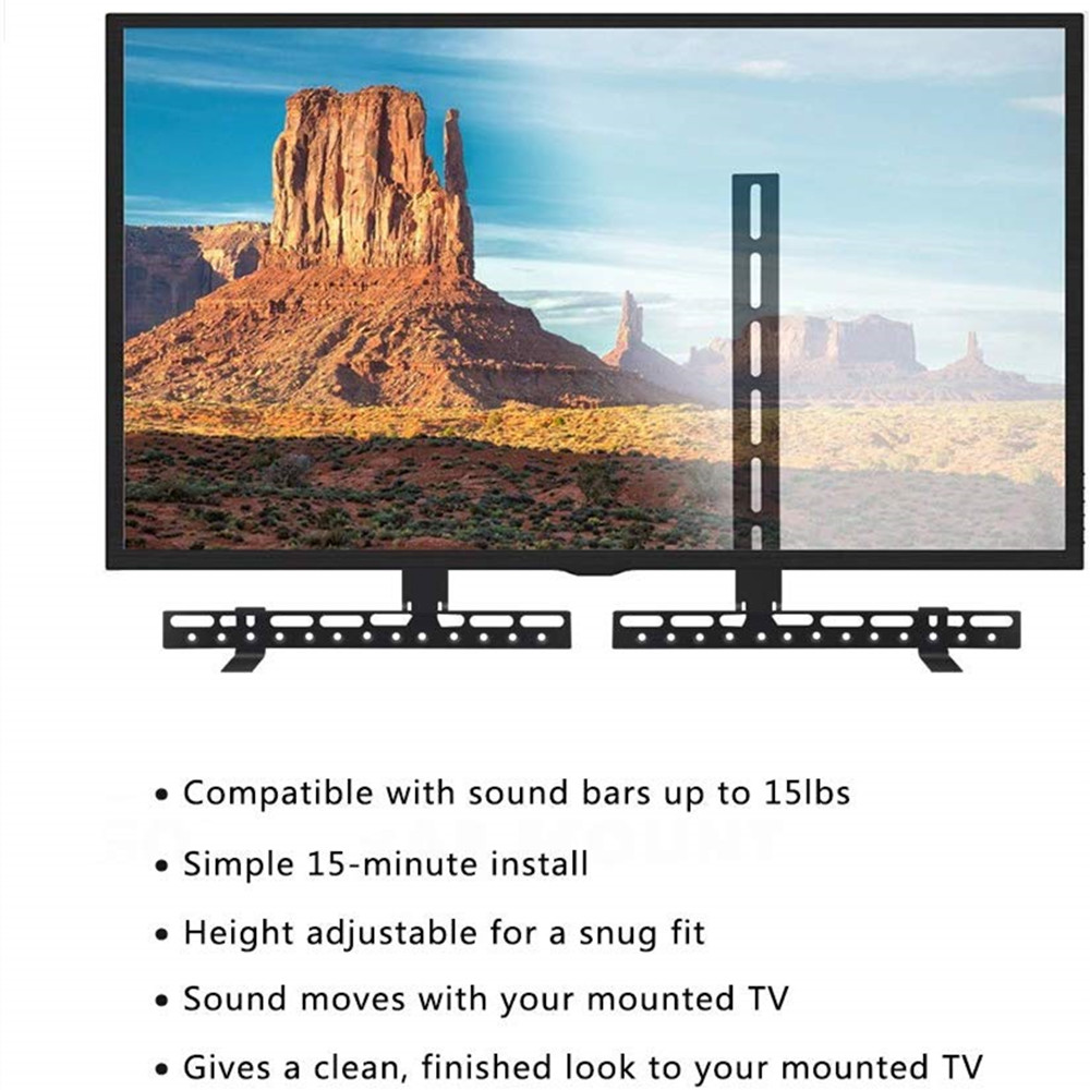 HYASIA TV Soundbar Mounts Sound bar Brackets for Mounting Above or Under TV Adjustable Arm Fits no drilling mount holder stand