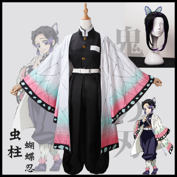 Anime! Demon Slayer: Kimetsu no Yaiba Kochou Shinobu Battle Suit Lovely Uniform Cosplay Costume Halloween Outfit Free Shipping