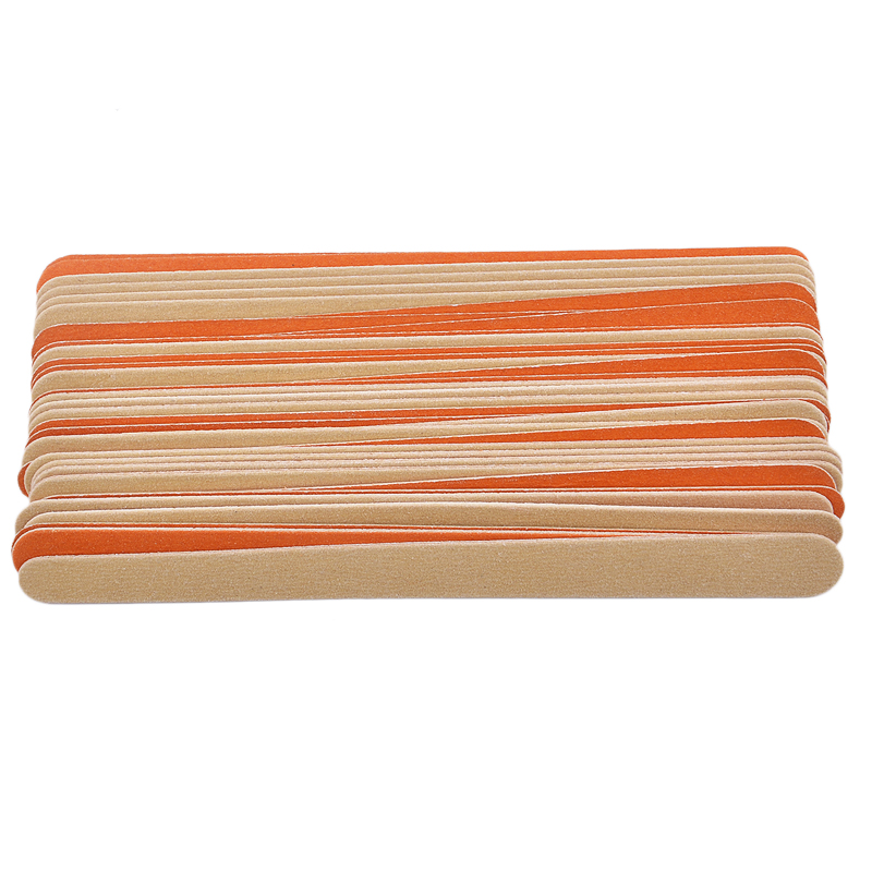 20pcs/lot Wood Nail File Orange Brown Double Side Nail Polish Blocks Sanding Buffer Tips Cuticle Remover Nail Care Tools