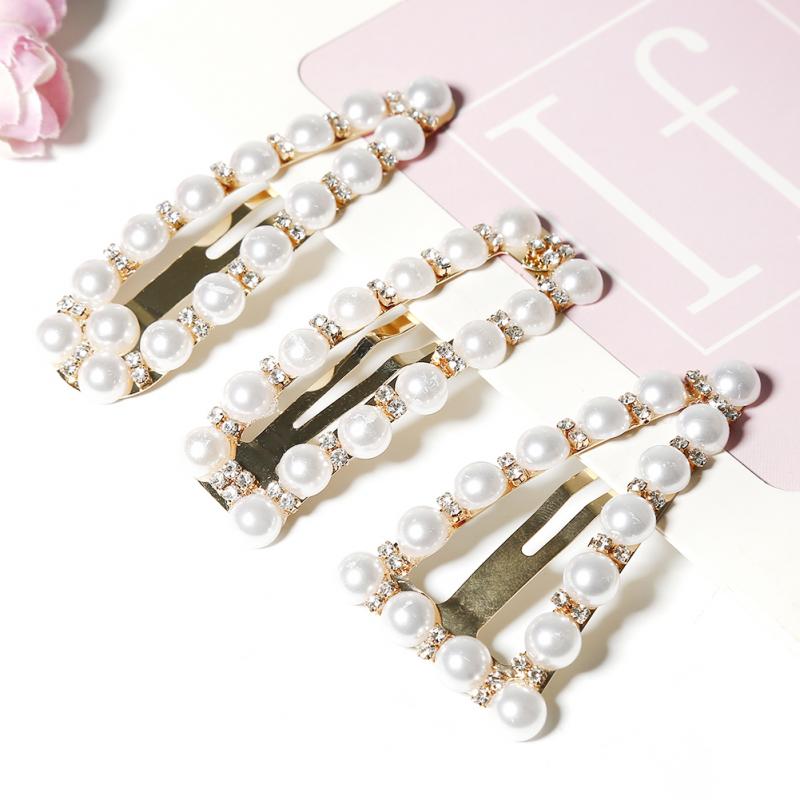 1pc Pearl Hair Clips With Snap Button For Women Girls Sweet Hair Ornament Hairpin Barrette Jewelry Hair Clip Hair Accessories