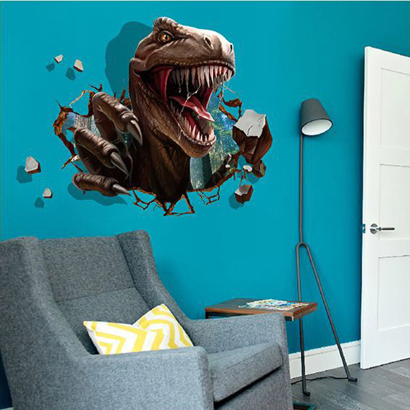 3D dinosaur wall stickers kids rooms Dinosaur Assault Bedroom living room decoration mural home decor stickers decals wallpaper