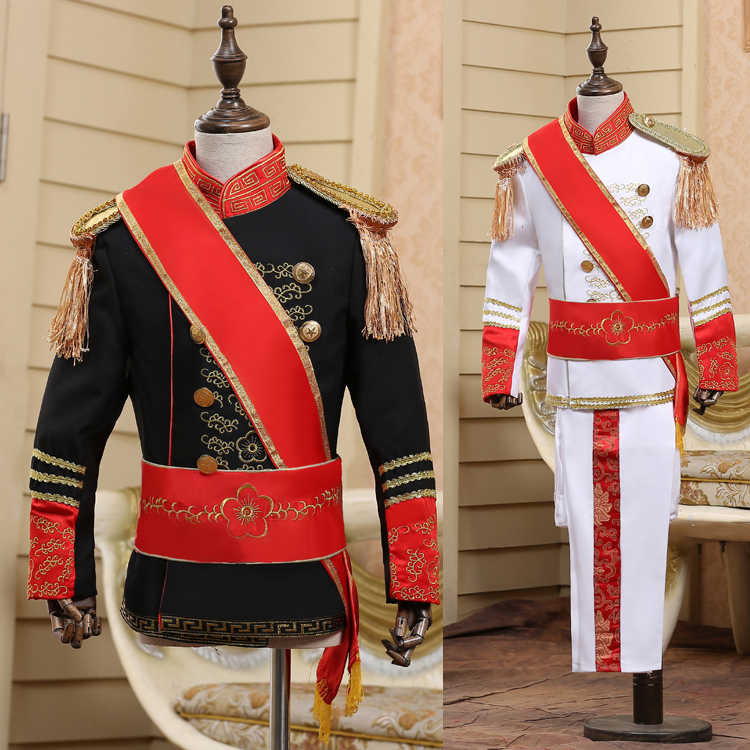 Boys Kids King Costume Military Uniform Palace Prince Suit Marshal Soldier British Royal Guard Prince William Cosplay Costume