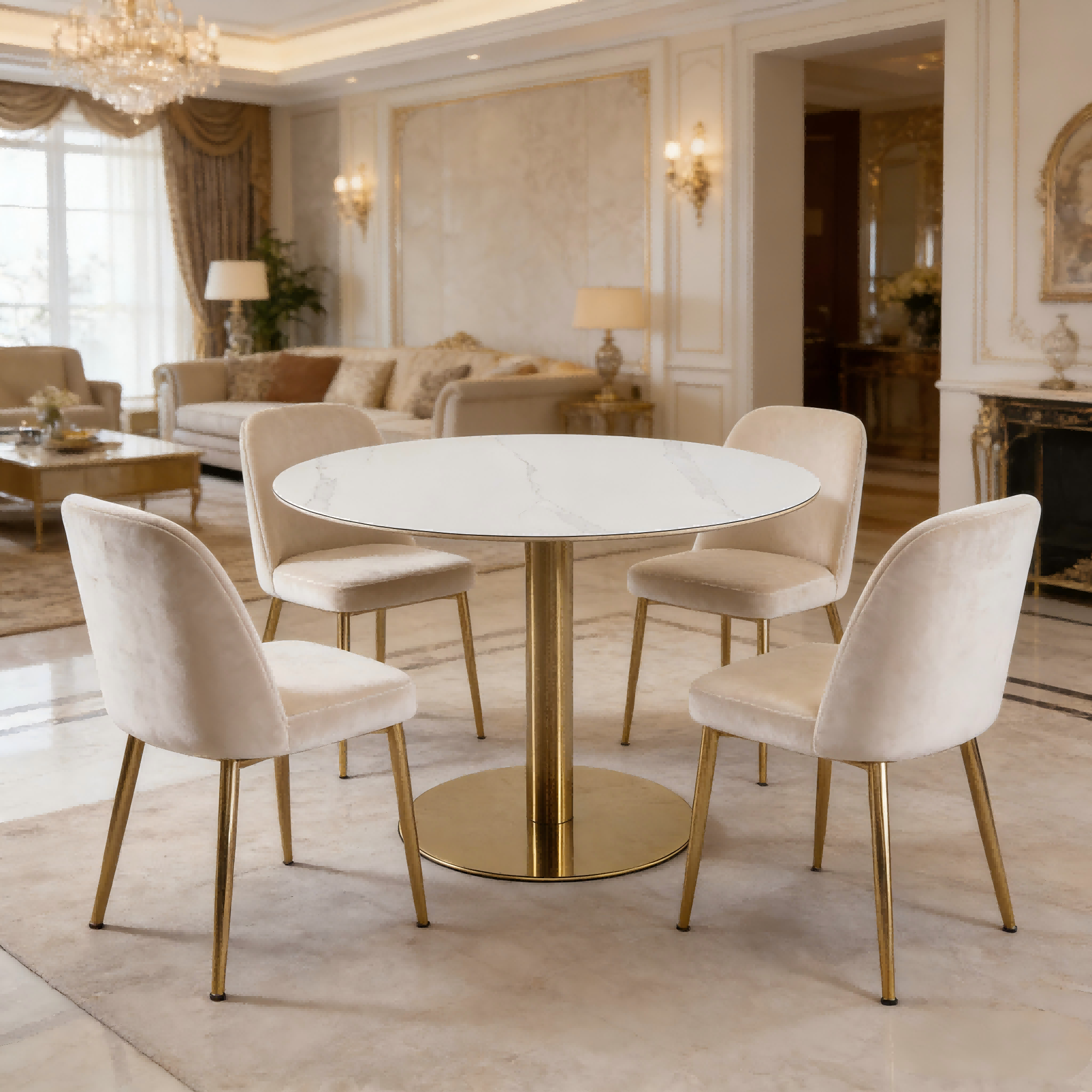 BR-25RDT01-G2 sintered stone top dining table 3