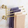 Bathroom Movable Towel Holder Crystal Gold Bath Towel Rack 4 Layer Chrome Towel Bar Bathroom Hardware EL7024DH