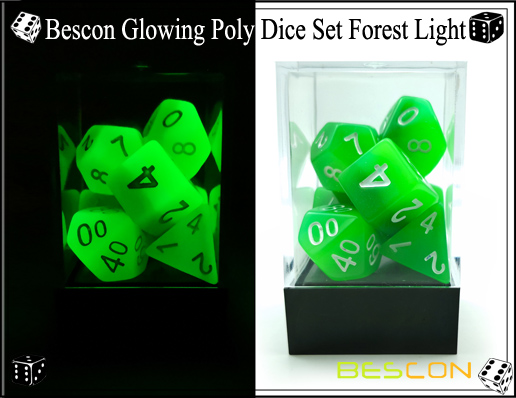 Bescon Glowing Poly Dice Set Forest Light-5