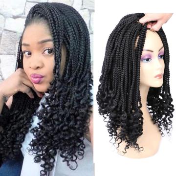 Mtmei Hair 18 Inch 22Strands/Pack Box Braids Crochet hair Curly Ends Black Brown Bug Synthetic Ombre Braiding hair Extensions