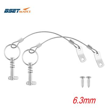 2PCS BSET MATEL 6.3mm 1/4 inch Quick Release Pin with Lanyard for Boat Bimini Top Deck Hinge Marine hardware Stainless Steel 316