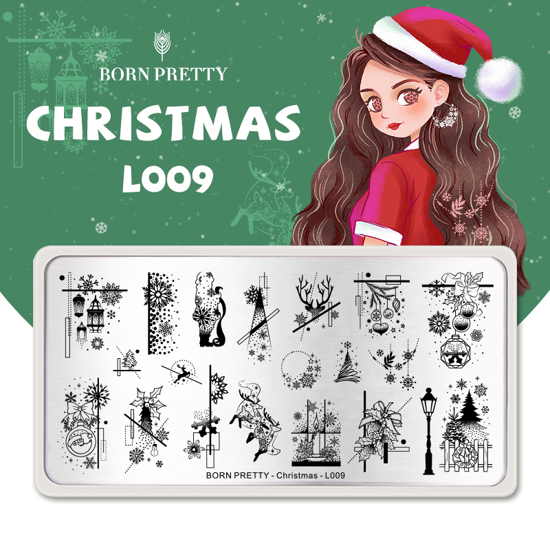 BORN PRETTY Nail Stamping Plates Christmas Design Stainless Steel Nail Art Stamp Template DIY Image Print Plates Stencils Tool