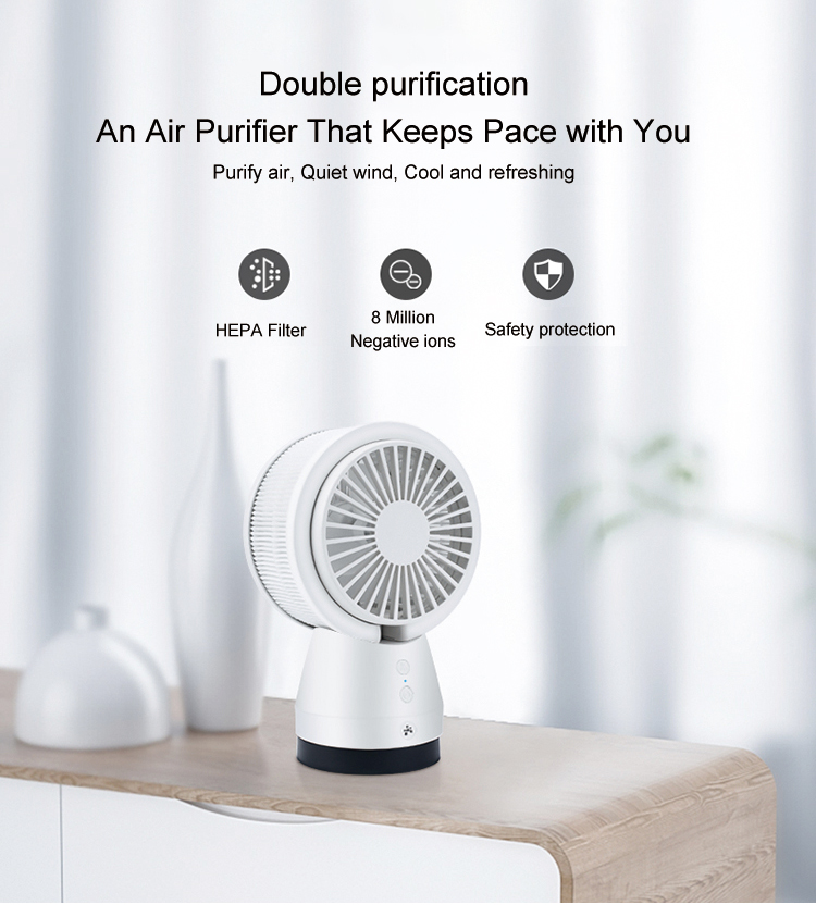 Desktop air purifier cooling fan