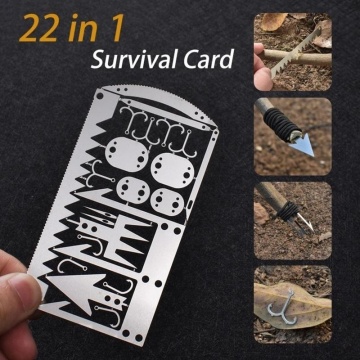 Survival Tool Card 22 In 1 Survival Card-Multi Purpose Pocket Tool Stainless Steel Survival Camping Hiking Fishing Hunting Tools