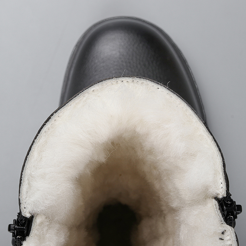 Natural Wool Men Winter Shoes Warmest men's boots Leather Handmade Men Winter Snow Boots #YM5223C2