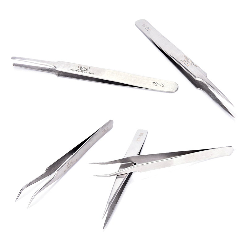 High Quality Stainless Steel Straight Curved Nail Tools Eyelash Extension Tweezers Nippers Pointed Clip Set Makeup Tools