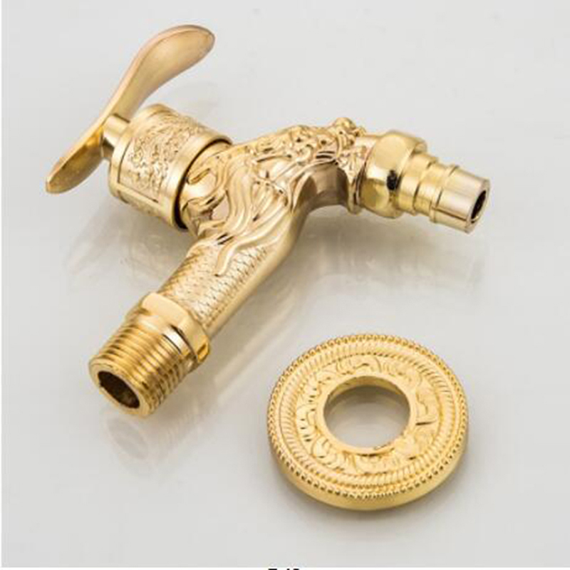 Carved Wall Bottle Tap Bibcock Zinc Alloy Retro Tap Decorative Outdoor Garden Faucet Washing Machine Mop Tap