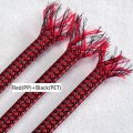 Red Black 4 8 12mm PP Conton + PET Yarn Mixed Braided Expandable Insulated Cable Sleeve Protect Cover Wire Wrap Gland Sheath