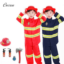 Fireman Sam Uniforms Set Fireman Suit Girls Firefighter Costume Hat Firefighter Helmet accessories Party Suit for Boy Kids