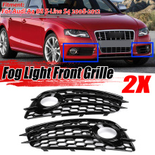 High Quality 2Pcs Car Fog Light Grille Lamp Cover HONEYCOMB Hex Grille Grill For Audi A4 B8 S-Line S4 2008 2009 2010 2011 2012