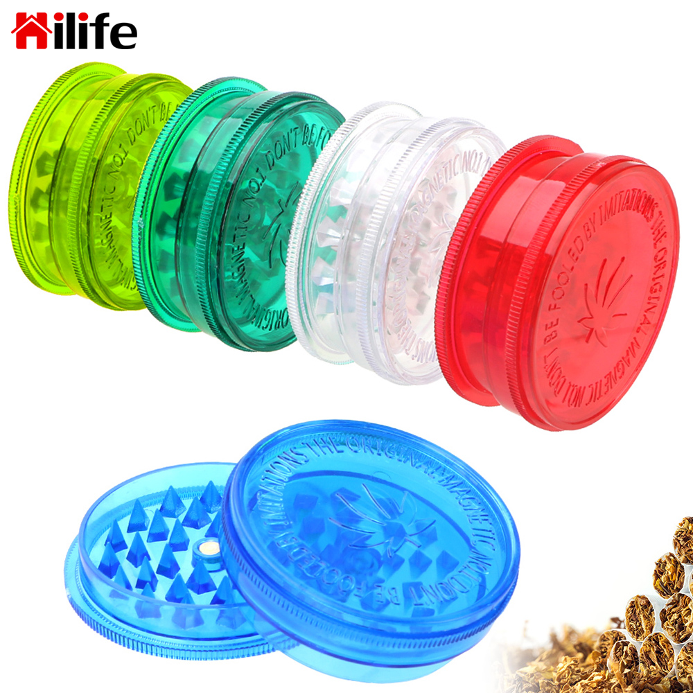 HILIFE 3 Layer Smoking Accessories Round Shape Plastic Tobacco Grinder Herb Grinder Tobacco Spice Crusher Color Random