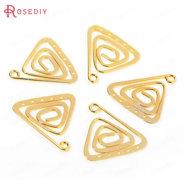 (35813)10PCS 23x22MM 24K Gold Color Brass Triangle Earrings Connector Charms High Quality Diy Jewelry Findings Accessories