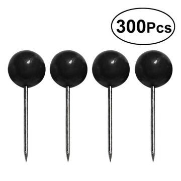 300 Pcs Black Map Tacks Push Pins Plastic Round Pearl Head with Steel Point for Corkboard Bulletin Board and Fabric